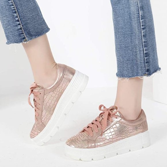 rose gold platform sneakers
